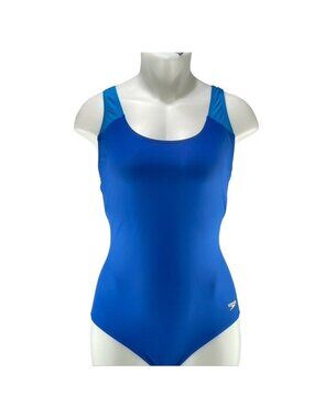 Speedo Womens Blue One-Piece Racerback Swimsuit Activewear Size 8